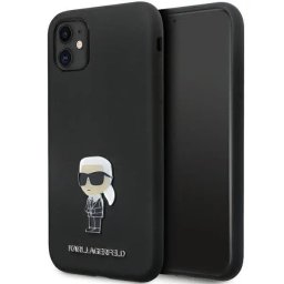 Husa Karl Lagerfeld KLHCN61SMHKNPK case for iPhone 11 / Xr - black Silicone Ikonik Metal Pin