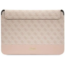 Husa 14 inch "Stripe Metal Logo", Roz - Protectie Slim, Stil Modern