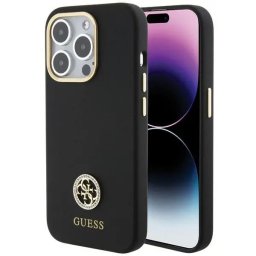 Husa Guess Silicone Logo Strass 4G case for iPhone 15 Pro Max - black