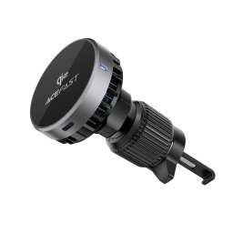 Suport de Masina cu Magnet pentru Grila de Ventilatie Qi2, USB-C, 15W - (D40) - Metal Gray
