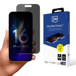 Folie de protecție Iphone 16 Pro Max / 17 Pro Max 3mk Silky Matt, Filtru de confidențialitate (privacy) Apple Plastic