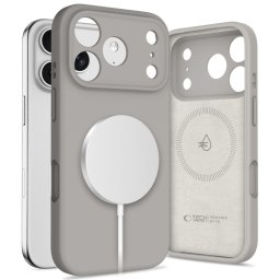 Husa Husă Tech-Protect Silicone MagSafe pentru iPhone 17 Pro, finisaj silicon premium, stone grey