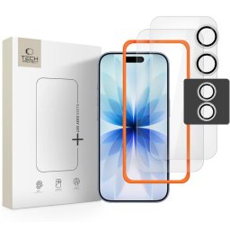 Sticlă securizată Tech-Protect Easy Set+ pentru iPhone 17, pachet 3 bucăți, aplicare ușoară, transparentă