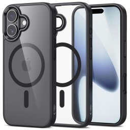 Husa Husă Tech-Protect Magmat MagSafe pentru iPhone 17, compatibilă MagSafe, spate transparent, negru/transparent