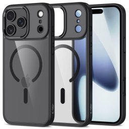 Husa Husă Tech-Protect Magmat MagSafe pentru iPhone 17 Pro, compatibilă MagSafe, spate transparent, negru/transparent