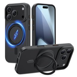 Husa Husă Tech-Protect Magring MagSafe pentru iPhone 17 Pro, inel stand integrat, compatibilă MagSafe, neagră