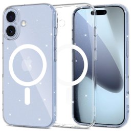 Husa Husă Tech-Protect FlexAir MagSafe pentru iPhone 17, finisaj glitter, compatibilă MagSafe, transparentă