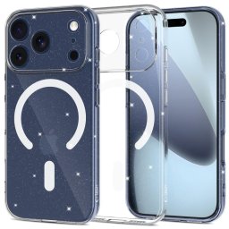 Husa Husă Tech-Protect FlexAir MagSafe pentru iPhone 17 Pro Max, finisaj glitter, compatibilă MagSafe, transparentă