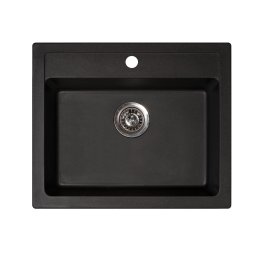 Chiuveta X Granit Quadro 60 negru600 x 500 mm, sifon 90 mm, granit