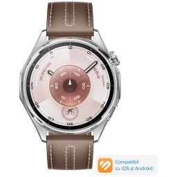 Smartwatch Watch GT 6, 46MM, Steel Stainless Steel Case, Grey Composite Leather Strap