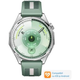 Smartwatch Watch GT 6, 46MM, Steel Stainless Steel Case, Green Woven Strap