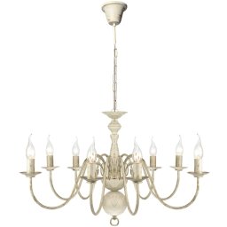Candelabru alb de metal in stil antic 8 x becuri e14