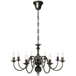 Candelabru alb de metal in stil antichizat, 8 x becuri e14