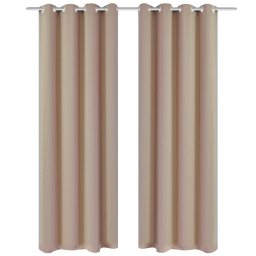 Draperii opace cu inele metalice, 2 buc., crem, 135 x 245 cm