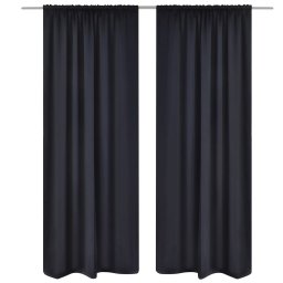 Draperii opace cu rejansa, 2 buc., negru, 135 x 245 cm