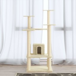 Gossi ansamblu pisici cu stalpi din funie de sisal, crem, 110 cm