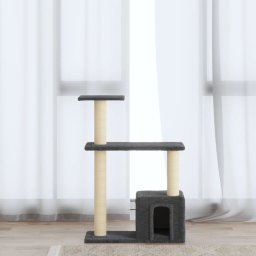 Gossi ansamblu pisici cu stalpi din funie de sisal, gri inchis, 70 cm