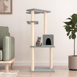 Gossi ansamblu pisici cu stalpi din funie sisal, gri deschis, 123 cm