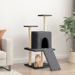 Gossi ansamblu pisici cu stalpi din funie sisal, gri inchis, 110 cm