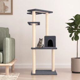 Gossi ansamblu pisici cu stalpi din funie sisal, gri inchis, 123 cm