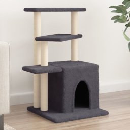 Gossi ansamblu pisici cu stalpi din funie sisal, gri inchis, 83,5 cm