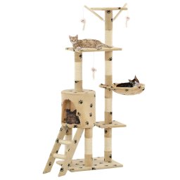 Gossi ansamblu pisici stalpi funie sisal, 138 cm imprimeu labute, bej