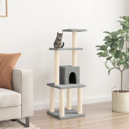 Gossi ansamblu pisici, stalpi din funie sisal, gri deschis, 105 cm