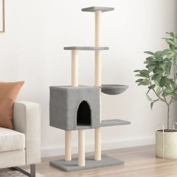 Gossi ansamblu pisici, stalpi din funie sisal, gri deschis, 145 cm