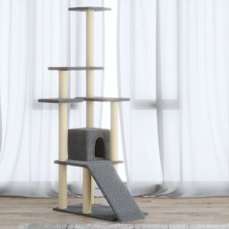 Gossi ansamblu pisici, stalpi din funie sisal, gri deschis, 155 cm