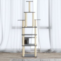 Gossi ansamblu pisici, stalpi din funie sisal, gri deschis, 183 cm