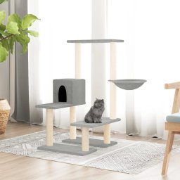 Gossi ansamblu pisici, stalpi din funie sisal, gri deschis, 94,5 cm
