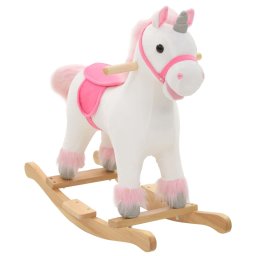 Gossi balansoar unicorn de plus, 65 x 32 x 58 cm, alb si roz