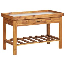Gossi banc de lucru de gradina, blat din zinc, lemn masiv de acacia