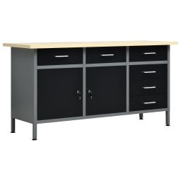 Gossi banc de lucru, negru, 160 x 60 x 85 cm, otel