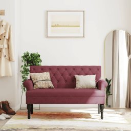 Gossi banca cu spatar, rosu vin, 120x62x75,5 cm, textil