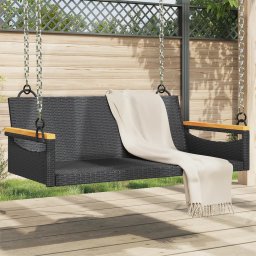 Gossi banca de balansoar, negru, 109x62x40 cm, poliratan
