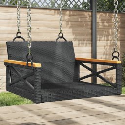 Gossi banca de balansoar, negru, 63x62x40 cm, poliratan