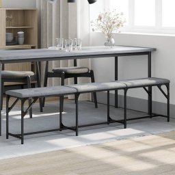 Gossi banca de bucatarie, gri deschis, 186x32x45 cm, otel si textil