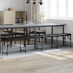 Gossi banca de bucatarie, negru, 248x32x45 cm, otel si textil