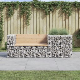 Gossi banca de gradina cu cos gabion, lemn masiv de pin