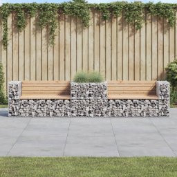 Gossi banca de gradina cu cos gabion, lemn masiv de pin