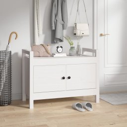Gossi banca de hol, alb, 80x40x60 cm, lemn masiv pin