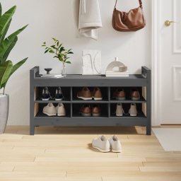 Gossi banca de hol, gri, 110x40x60 cm, lemn masiv de pin