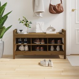Gossi banca de hol, maro miere, 110x40x60 cm, lemn masiv de pin
