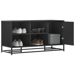 Gossi banca de pantofi neagra 100x40x53,5 cm lemn si metal prelucrat
