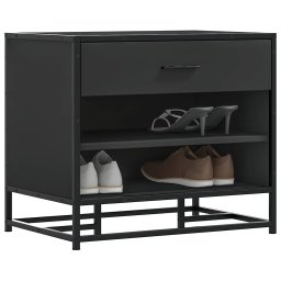 Gossi banca de pantofi neagra 60x40x53,5 cm lemn si metal prelucrat