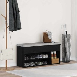 Gossi banca de pantofi stejar negru 102x30,5x45 cm lemn prelucrat