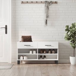 Gossi banca de pantofi, alb, 102x35x55 cm, lemn prelucrat