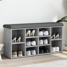 Gossi banca de pantofi, gri beton, 102x32x50 cm, lemn prelucrat