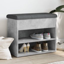 Gossi banca de pantofi, gri beton, 62x32x50 cm, lemn prelucrat